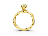Yellow gold Fancy Yellow Oval  Solitaire Twist Band with Pave Prong Setting_65