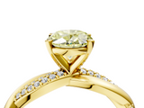 Yellow gold Fancy Yellow Oval  Solitaire Twist Band with Pave Prong Setting_66