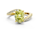 Yellow gold Fancy Yellow Oval  Solitaire Twist Band with Pave Set Diamonds and Four-Prong Setting_161