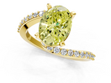Yellow gold Fancy Yellow Oval  Solitaire Twist Band with Pave Set Diamonds and Four-Prong Setting_162