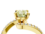 Yellow gold Fancy Yellow Oval  Solitaire Twist Band with Pave Set Diamonds and Four-Prong Setting_165