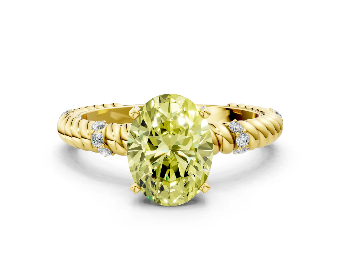 Yellow gold Fancy Yellow Oval  Solitaire Twisted Band Prong Set Engagement Ring_61