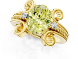 Yellow gold Fancy Yellow Oval  Solitaire Twisted Band Scroll Prong Ring_21