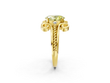 Yellow gold Fancy Yellow Oval  Solitaire Twisted Band Scroll Prong Ring_22