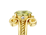 Yellow gold Fancy Yellow Oval  Solitaire Twisted Band Scroll Prong Ring_25