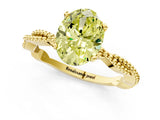 Yellow gold Fancy Yellow Oval  Solitaire Twisted Band with Bead Prong Setting_396