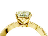 Yellow gold Fancy Yellow Oval  Solitaire Twisted Band with Bead Prong Setting_399