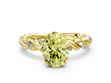 Yellow gold Fancy Yellow Oval  Solitaire Twisted Band with Pavé Accents and Four-Prong Setting_3