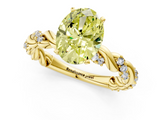 Yellow gold Fancy Yellow Oval  Solitaire Twisted Band with Pavé Accents and Four-Prong Setting_4