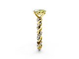 Yellow gold Fancy Yellow Oval  Solitaire Twisted Band with Pavé Accents and Four-Prong Setting_5
