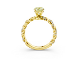 Yellow gold Fancy Yellow Oval  Solitaire Twisted Band with Pavé Accents and Four-Prong Setting_6