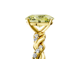 Yellow gold Fancy Yellow Oval  Solitaire Twisted Band with Pavé Accents and Four-Prong Setting_8