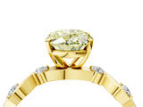 Yellow gold Fancy Yellow Oval  Solitaire Twisted Band with Prong Setting 4
