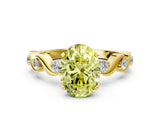 Yellow gold Fancy Yellow Oval  Solitaire Twisted Band with Prong Setting