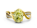 Yellow gold Fancy Yellow Oval  Solitaire Twisted Band with Prong Setting_3