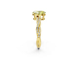Yellow gold Fancy Yellow Oval  Solitaire Twisted Pave Diamond Ring with Four-Prong Setting_103