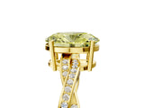 Yellow gold Fancy Yellow Oval  Solitaire Twisted Pave Diamond Ring with Four-Prong Setting_106