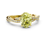 Yellow gold Fancy Yellow Oval  Solitaire Twisted Pave Diamond Ring with Four-Prong Setting_12
