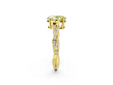 Yellow gold Fancy Yellow Oval  Solitaire Twisted Pave Diamond Ring with Four-Prong Setting_14