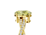 Yellow gold Fancy Yellow Oval  Solitaire Twisted Pave Diamond Ring with Four-Prong Setting_17