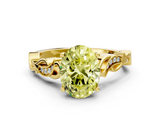 Yellow gold Fancy Yellow Oval  Solitaire Vine Band with Milgrain Prong Setting_3