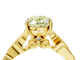 Yellow gold Fancy Yellow Oval  Solitaire Vine Band with Milgrain Prong Setting_7