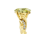 Yellow gold Fancy Yellow Oval  Solitaire Vine Band with Milgrain Prong Setting_8