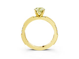 Yellow gold Fancy Yellow Oval  Solitaire with Pavé Band and Four-Prong Setting_334