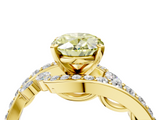 Yellow gold Fancy Yellow Oval  Solitaire with Pavé Twist Band and Four-Prong Setting_62