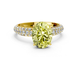 Yellow gold Fancy Yellow Oval  Solitaire with Pave Band and Four-Prong Setting_3