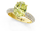 Yellow gold Fancy Yellow Oval  Solitaire with Pave Band and Four-Prong Setting_4