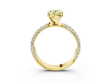 Yellow gold Fancy Yellow Oval  Solitaire with Pave Band and Four-Prong Setting_6