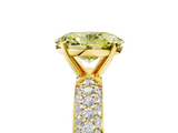 Yellow gold Fancy Yellow Oval  Solitaire with Pave Band and Four-Prong Setting_8