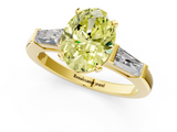 Yellow gold Fancy Yellow Oval  Solitaire with Tapered Baguette Side Stones on a Classic Band with Four-Prong Setting_108