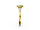 Yellow gold Fancy Yellow Oval  Solitaire with Tapered Baguette Side Stones on a Classic Band with Four-Prong Setting_109