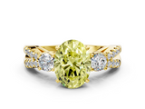 Yellow gold Fancy Yellow Oval  Three-Stone Diamond Ring with Pavé Split Shank and Four-Prong Setting_84