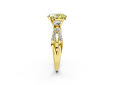 Yellow gold Fancy Yellow Oval  Three-Stone Diamond Ring with Pavé Split Shank and Four-Prong Setting_86