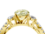 Yellow gold Fancy Yellow Oval  Three-Stone Diamond Ring with Pavé Split Shank and Four-Prong Setting_88