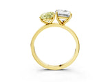 Yellow gold Fancy Yellow Oval  and Emerald Cut Toi Moi Ring with Prong Setting_66