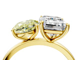 Yellow gold Fancy Yellow Oval  and Emerald Cut Toi Moi Ring with Prong Setting_67