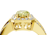 Yellow gold Fancy Yellow Pear -Cut Halo Diamond Ring with Split Shank and Four-Prong Setting_90