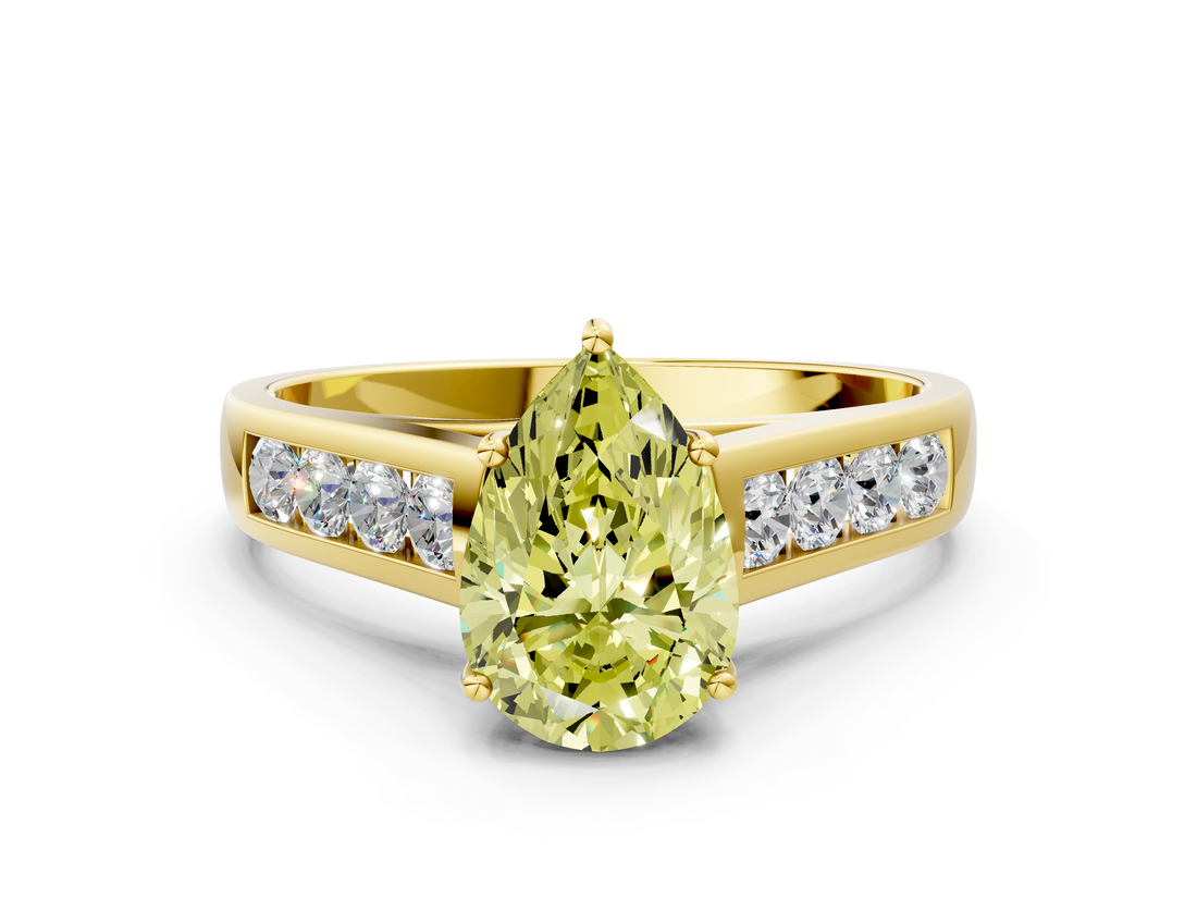 Yellow gold Fancy Yellow Pear  Brilliant Channel-Set Solitaire Ring with Four-Prong Setting_20