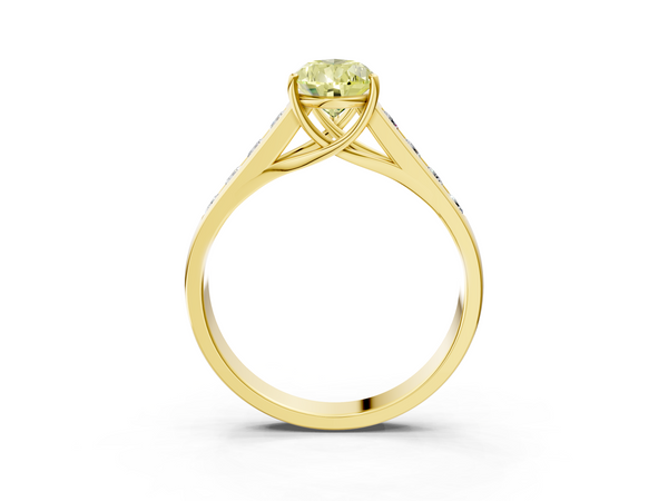 Yellow gold Fancy Yellow Pear  Brilliant Channel-Set Solitaire Ring with Four-Prong Setting