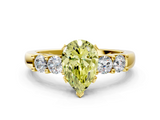 Yellow gold Fancy Yellow Pear  Brilliant Cut Diamond Five-Stone Prong Set Engagement Ring with Channel Band_3