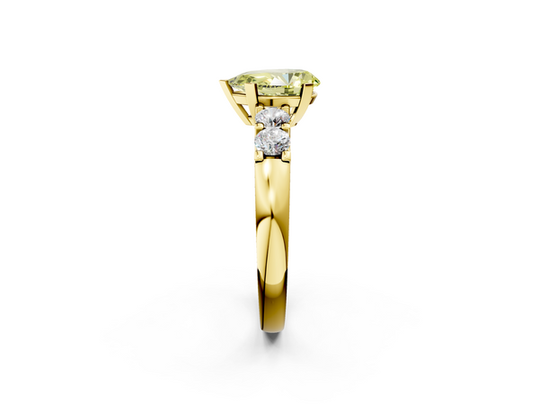 Yellow gold Fancy Yellow Pear  Brilliant Cut Diamond Five-Stone Prong Set Engagement Ring with Channel Band