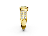 Yellow gold Fancy Yellow Pear  Brilliant Diamond Channel Set Wide Band Ring with Bezel Setting_58