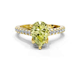 Yellow gold Fancy Yellow Pear  Brilliant Diamond Solitaire with Pavé Band and Four-Prong Setting 1