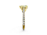 Yellow gold Fancy Yellow Pear  Brilliant Diamond Solitaire with Pavé Band and Four-Prong Setting 3