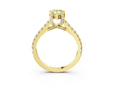 Yellow gold Fancy Yellow Pear  Brilliant Diamond Solitaire with Pavé Band and Four-Prong Setting 4