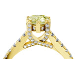 Yellow gold Fancy Yellow Pear  Brilliant Diamond Solitaire with Pavé Band and Four-Prong Setting
